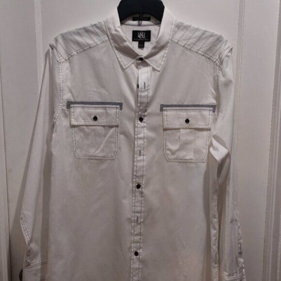 Rock & Republic  XL Women's Long Sleeve, Casual Buttoned Shirt - White and Black - Picture 2 of 15